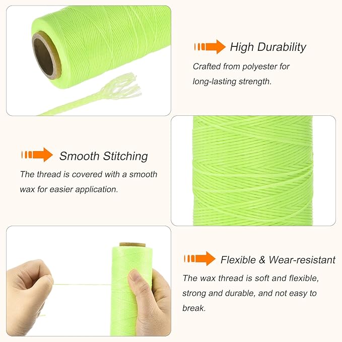 MECCANIXITY Waxed Thread, 197 Yard 1mm 210D Flat Wax Thread Polyester Waxed - Image 3