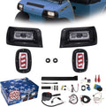 NOKINS Deluxe Plus LED Light Kit Fit Club Car DS 1993-UP Gas And Electric Golf Cart 20A DC Converter USB Charging Socket Low/High Beam DRL Delay Relay Brake Switch