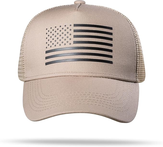 American Flag Trucker Hat - Snapback Hat, Baseball Cap for Men Women - Breathable Mesh Side, Adjustable Fit - for Casual Wear