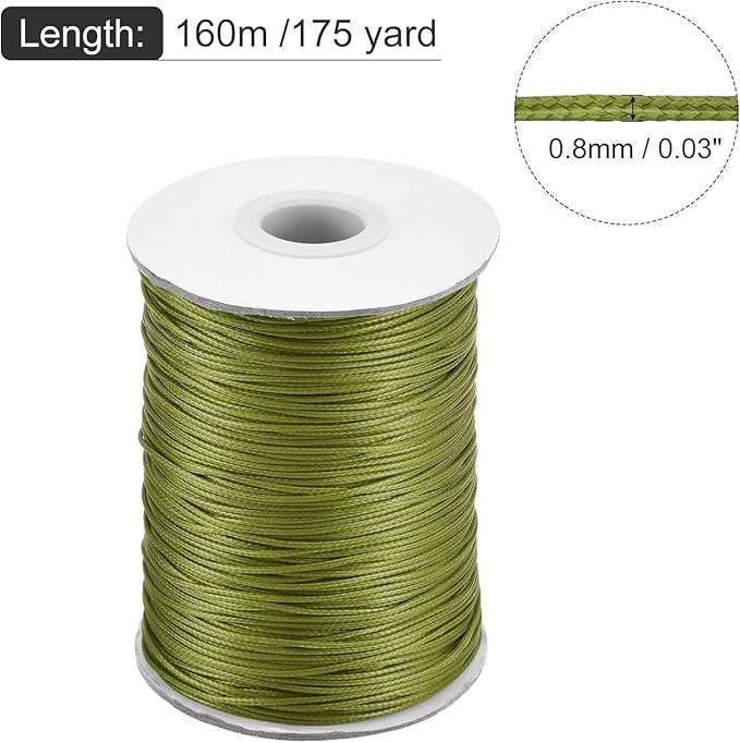 MECCANIXITY Waxed Cord 0.8mm Waxed Polyester Cord 175 Yard Wax String - Image 2
