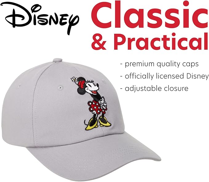 Disney Women's Baseball Cap, Minnie Mouse Adjustable Hat for Adult