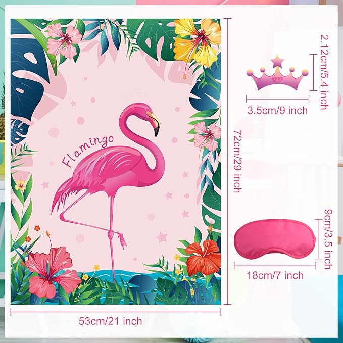 ASTARON Pin The Crown on The Flamingo, Flamingo Theme Party Game - Image 2
