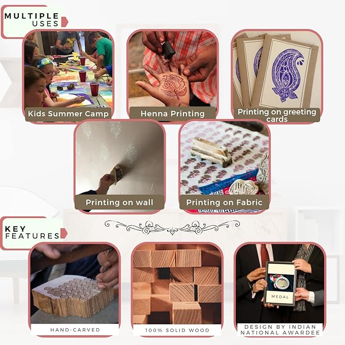 Floral Design Wooden Stamp Block - Image 5