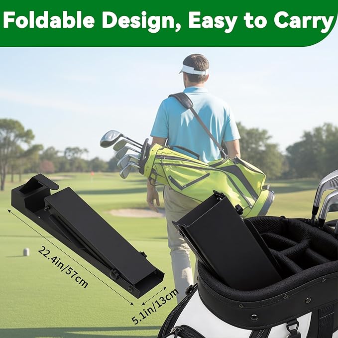 tonchean Wall Mount Golf Bag Storage Stand Stretchable Golf Bag Holder for Wall Foldable Golf Storage Organizer for Golfing Clubs, Home, Basement, Adjustable Range 33.4–42.5 Inch