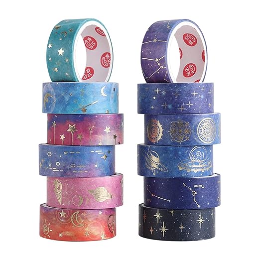12 Rolls Galaxy Washi Tape Set, Bullet Journal, DIY Crafts, Gift Wrapping - Image 4