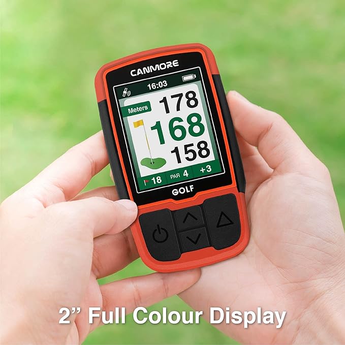 CANMORE HG200 Golf GPS Handheld & Case - Full-Color Display with 41,000+ Essential Golf Course Data and Score Sheet - Water Resistant, Orange
