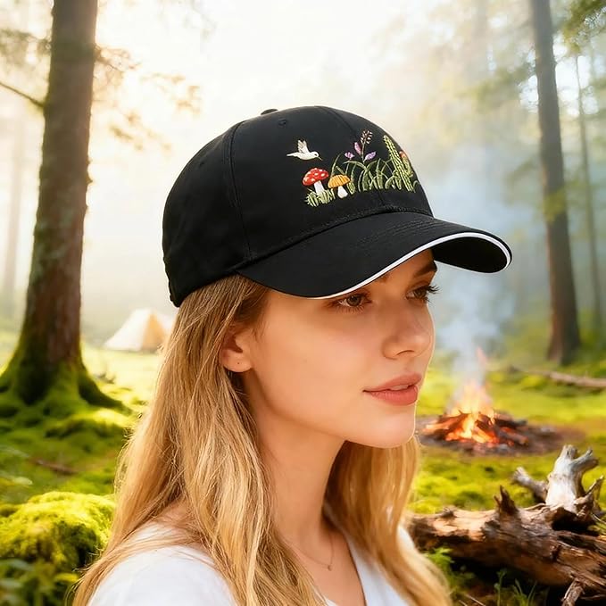 Embroidered Baseball Cap for Men Women, Breathable Cotton Adjustable Hat, Various Patterns for Casual Daily Outfits