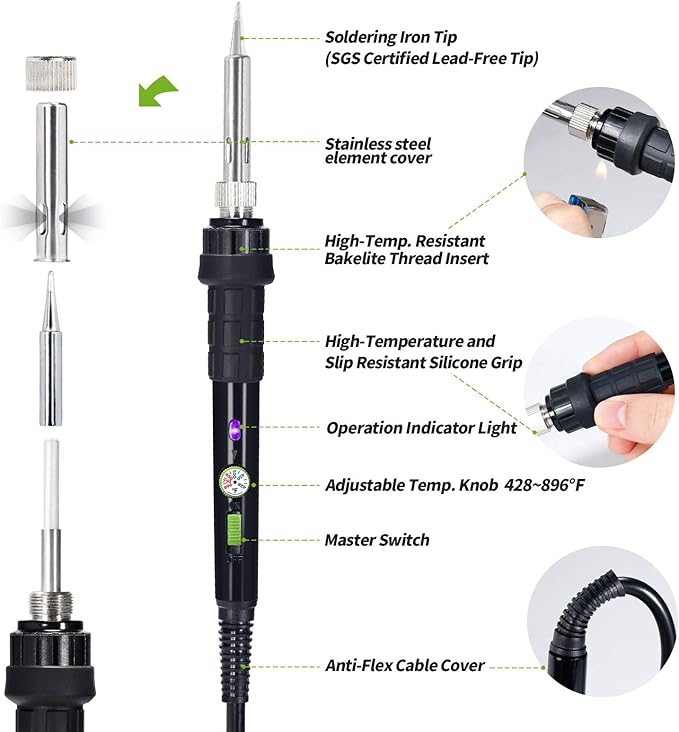 YIHUA 947-III 60W Soldering Iron Kit Adjustable Temperature - Image 3