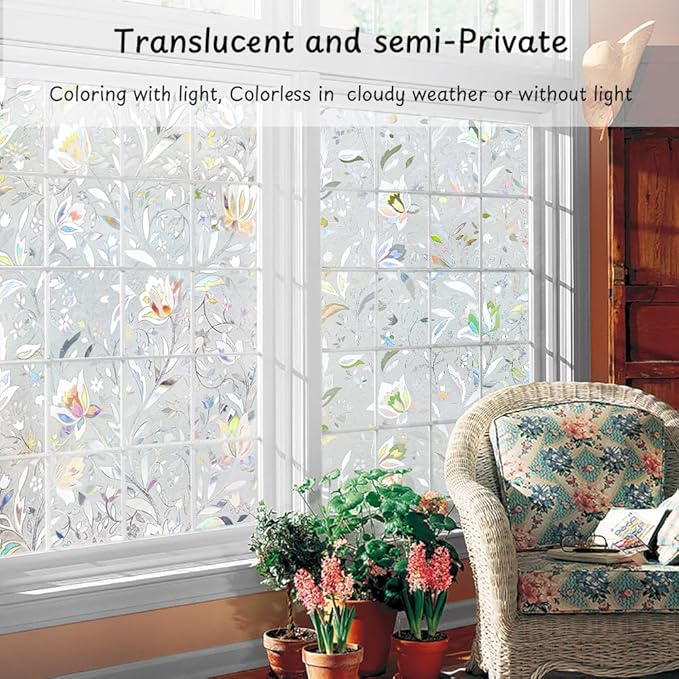 NINETREX Window Privacy Film, 3D Stained Glass Window Film, Decorative Window - Image 3