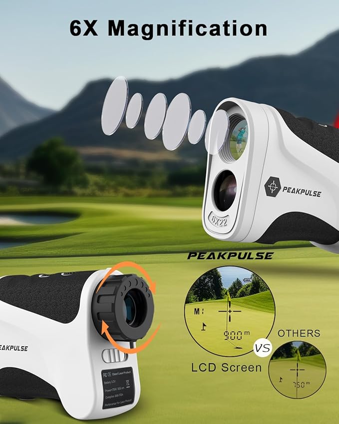 Golf Range Finder 650 Yards RangeFinder Golfing High Clarity Display 6X Magnification 0.5 Yard Accuracy Pin Seeker Easy to Use Simple