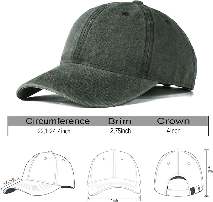 Edoneery Men Women Baseball Cap-Low Profile Adjustable Washed Cotton Golf Dad Hat
