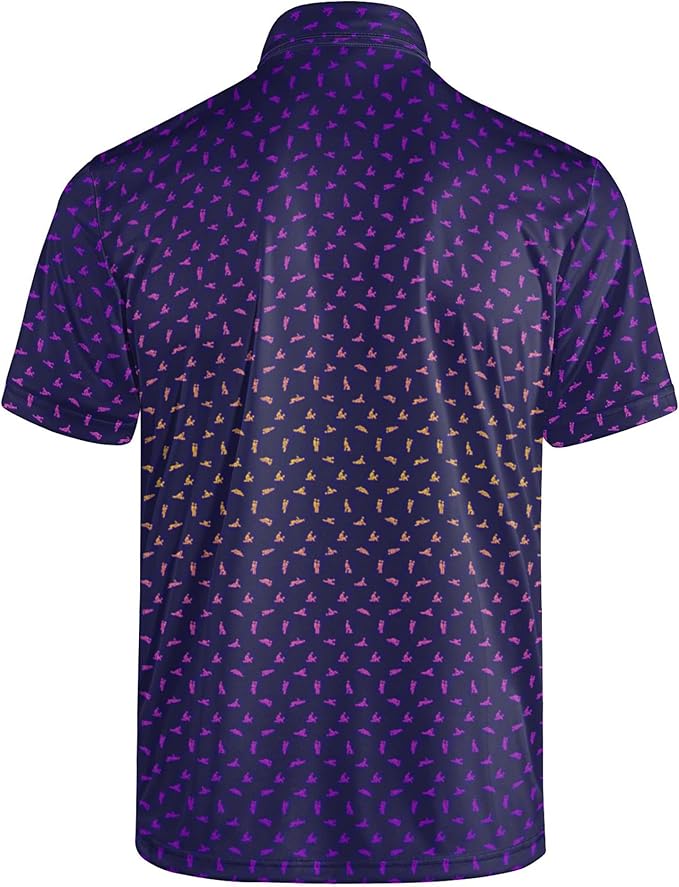 Golf Polo Shirts for Men Funny Print Short Sleeve Golf Shirts Performance Golf Polos