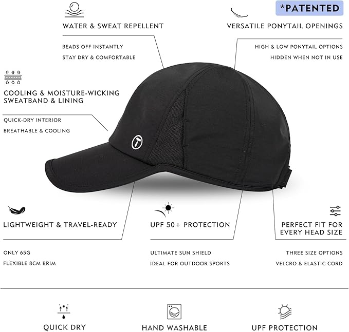 TOP-EX Cooling UV 50 High Ponytail Baseball Cap for Women - Most Women Start with S/M - Breathable for Running Golf Sports