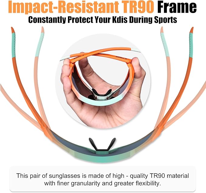 X-TIGER Kids Sunglasses Polarized Youth Baseball Sunglasses for 8-14 boys girls UV400 Sports Softball Cycling Glasses