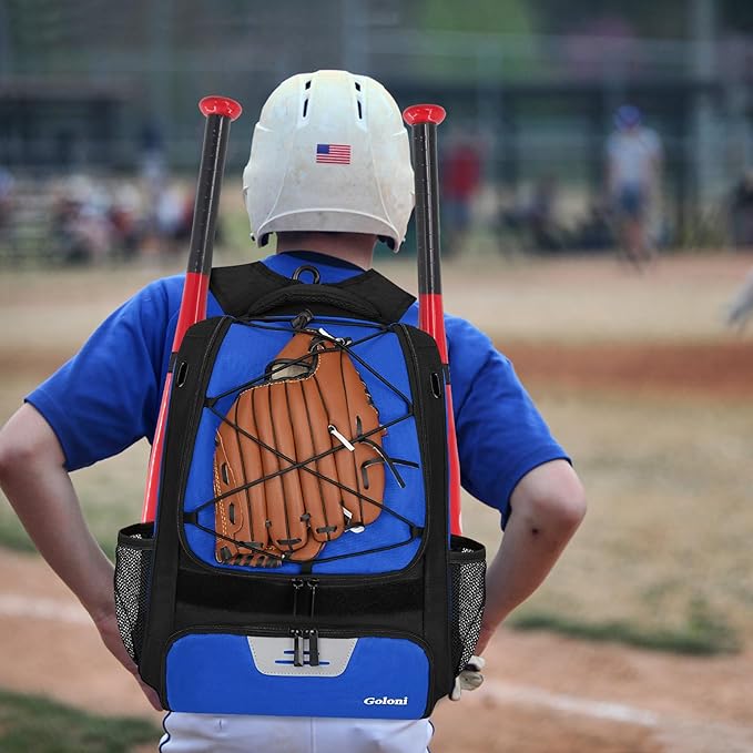 Goloni | Baseball Backpack,Baseball Bag for Adult,Softball Bat Bag with Shoes Compartment,Large Main Compartment for Helmet & accessories, Fence Hook