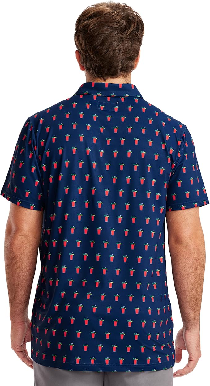 Tipsy Elves Men's Performance Golf Shirt - 4-Way Stretch, Quick Dry, Athletic Cut - Golf Polo