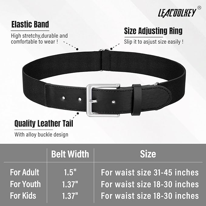 LEACOOLKEY Baseball Belt and Socks Combo Set Adjustable Softball Socks and Elastic Belt for Youth and Adult