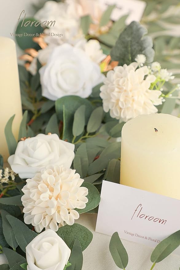 Floroom Artificial Dahlia Flowers 25pcs Real Looking Cream Foam Fake Roses - Image 5