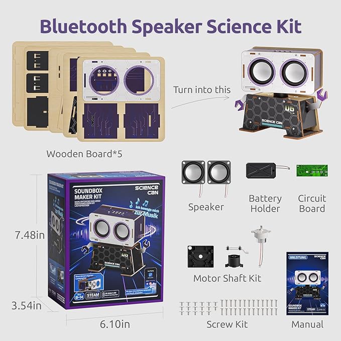Science Can Stem Toys DIY Bluetooth Speaker, Build Your Robot Bluetooth Speaker - Image 7