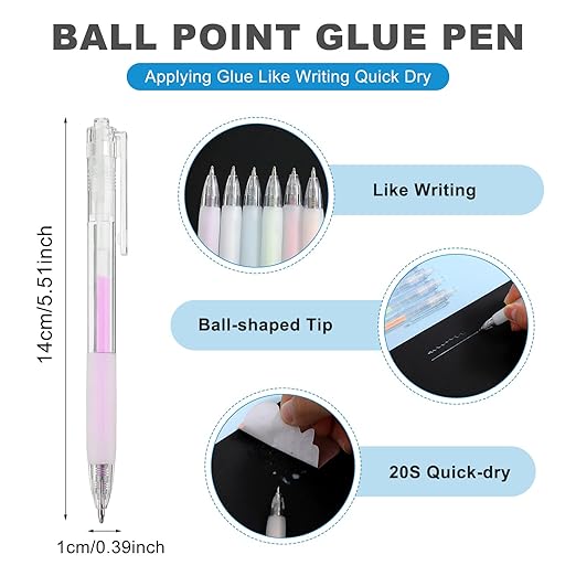 6 Pcs Glue Stick Pens for Crafting, Easy Precise Control Fine Tip, Quick Dry - Image 2