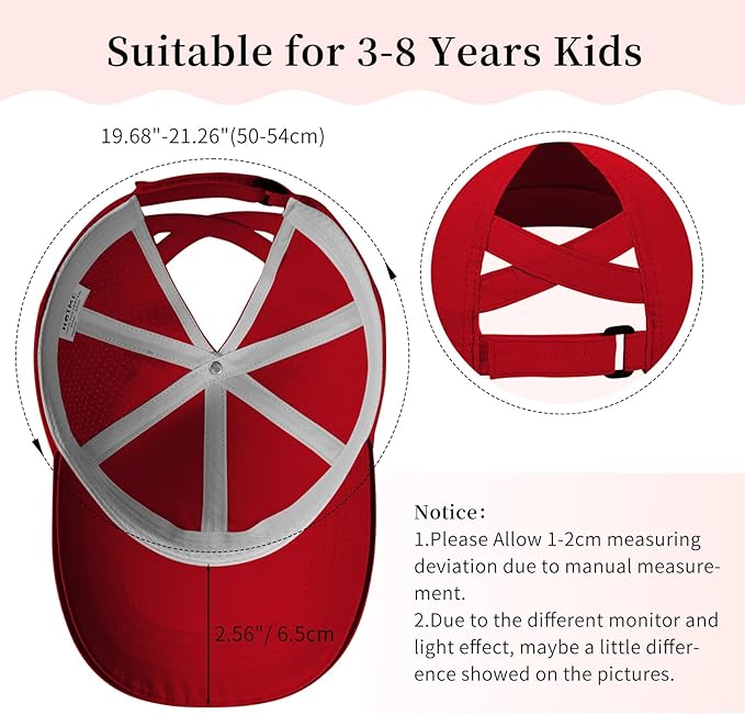 Little Girls Criss Cross Ponytail Hat Toddler Reflective Baseball Cap Kids Quick Dry Summer Sports Hats Age 3-8