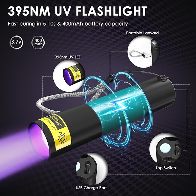 UV Resin Kit with Light, 50g UV Resin with Rechargeable 395NM UV Flashlight - Image 2