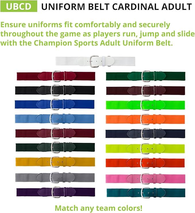 Champion Sports Baseball & Softball Belt – Stretch Fit Uniform Belt for Youth & Adult Players, Multiple Colors