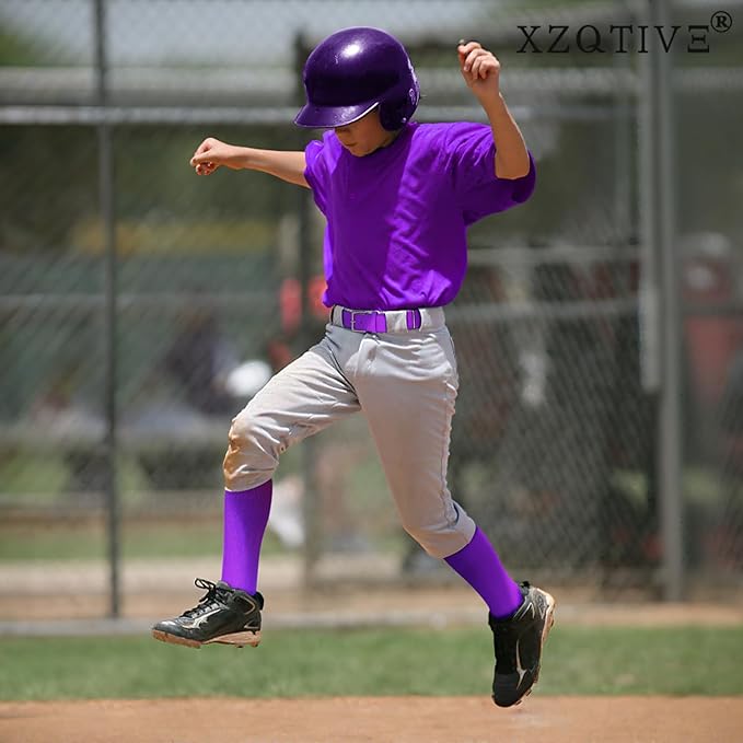 XZQTIVE Baseball Softball Socks and Baseball Softball Belt Combo Set Knee-High Soccer Socks for Kids Youth Adult
