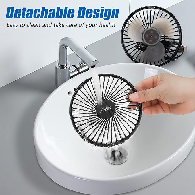 Roykaw Golf Cart Fan Portable USB Input Compatible with EZGO Club Car Yamaha, 3-speed Settings, 360 Degree Rotation, Long Lasting, Low Noise Designed, Quick Release & Won't Fall off