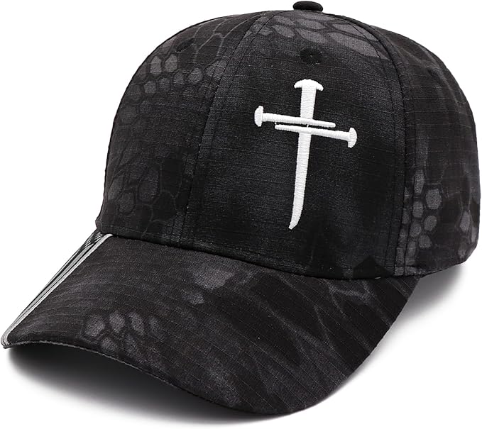 Jesus 3 Nail Cross Adjustable Baseball Cap with American Flag Hats for Men and Women Christian Gifts