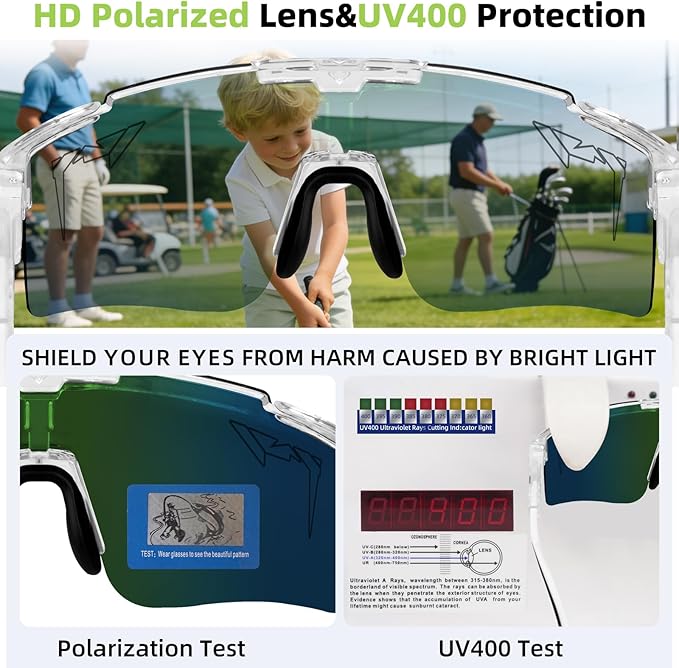 2-Sizes Kids Youth Baseball Sunglasses Men Women Vipers Sunglasses Softball Boys Girl True Polarization &UV Protection