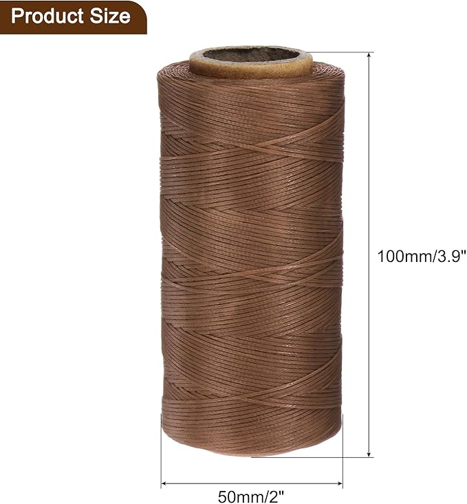 Uxcell 150D 0.8mm Flat Waxed Thread, 284 Yards, Light Brown, 1 Roll - Image 2