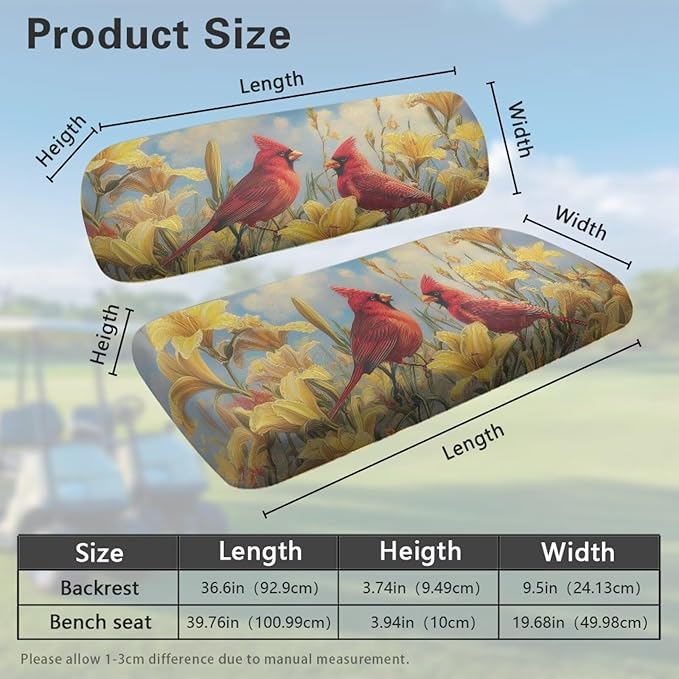 Suobstales Golf Cart Front and Rear Seat Cover Set for EZGO TXT RXV & Club Car DS 2 Passenger, Washable Bench Seat Covers Kit