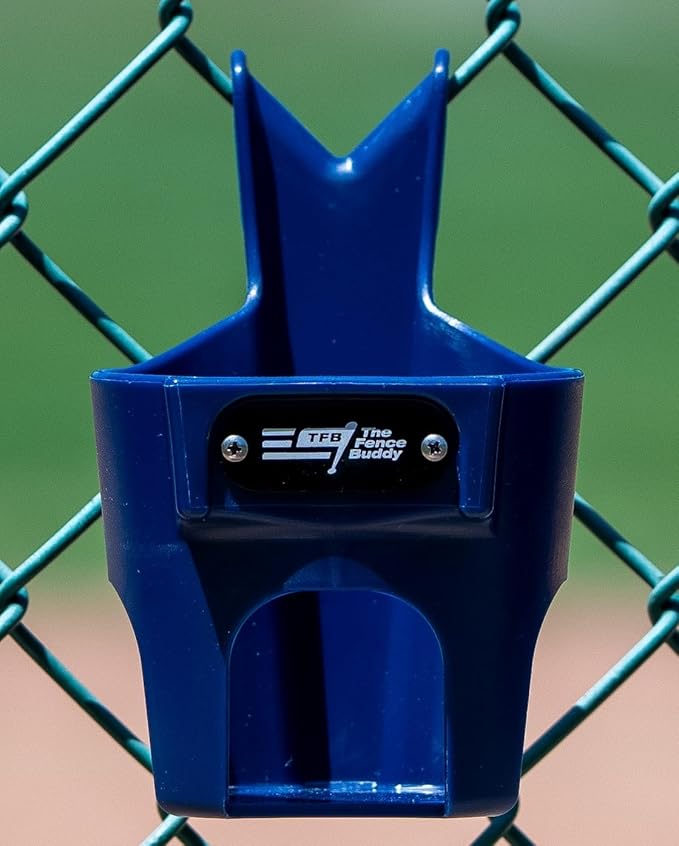Fence Cup Holder | Drink Holder for Chain Link Fence | Fits Stanley, Yeti & Gatorade | Baseball Dugout, Softball, Pickleball & Tennis | Made in USA | The Fence Buddy (Dark Blue)