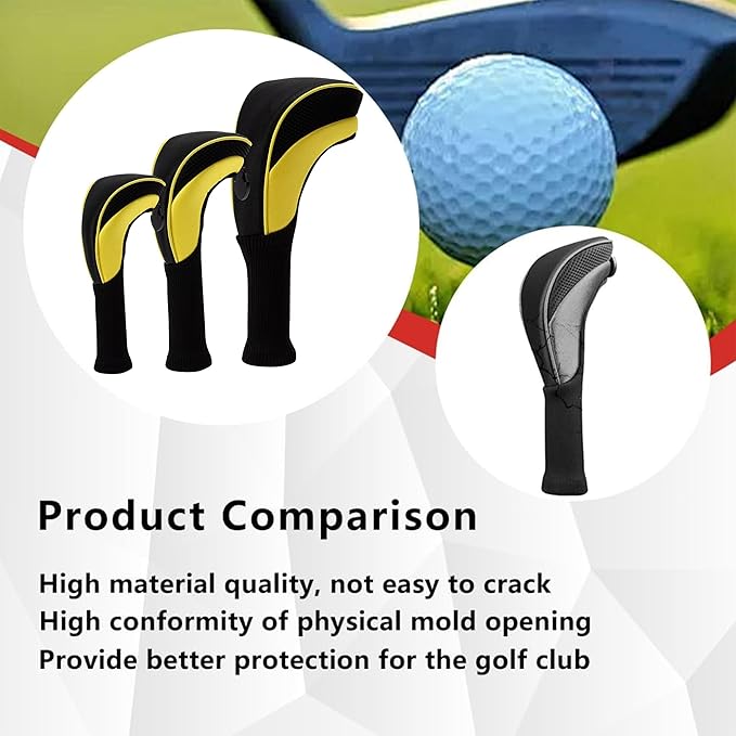 Golf Club Head Covers for Woods 3/4/5/6 Pieces Long Neck Mesh Sports Golf Club Headcovers Set with Interchangeable No. Tags 3 4 5 6 7 X Golf Accessories for Men Women