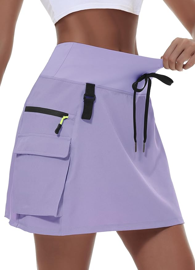 MIVEI Skorts for Woman - Hiking Cargo Skorts with Zipper Pockets, High Waisted Quick Dry Golf Workout, Dressy Casual