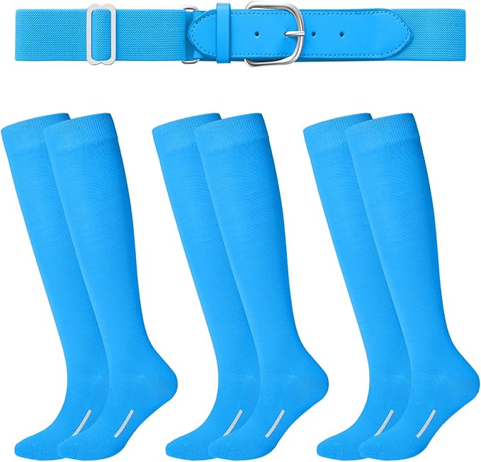 Haysandy Baseball or Softball Sock and Belt Combo Set 3 Football Baseball Socks with Softball Belt for Youth Boys Kids