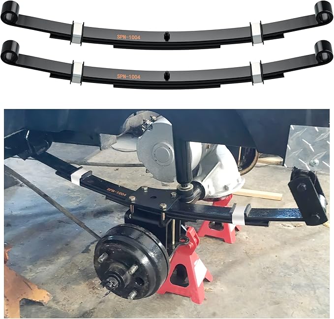 10L0L Golf Cart Heavy Duty 3 Leaf Spring Kit for EZGO TXT Medalist 1995-2013, Complete Set with Bushings, Sleeves & U-Bolts, Replaces 70506-G01, 74135-G01, 74207-G01, 74207-G03 (2-Pack Springs)