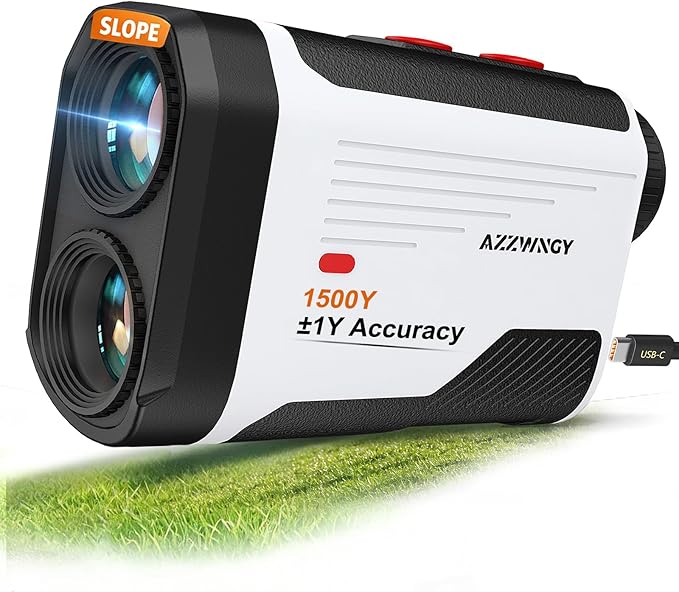 Golf Rangefinder with Slope - 1300/1500 Yards Laser Range Finder for Golf & Hunting, 7X Magnification, High-Precision Flag Locking Vibration, Rechargeable, IP54 Waterproof, Built-in Magnetic Strip