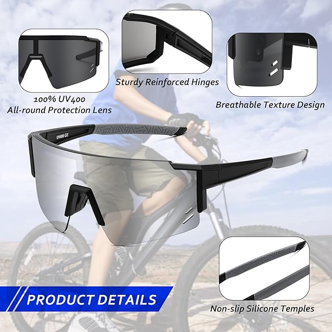 FEISEDY Kids Sunglasses Youth Baseball Sun Glasses, UV400 Sports Teens Cycling Shades for Boys Girls Age 8-16 B0048