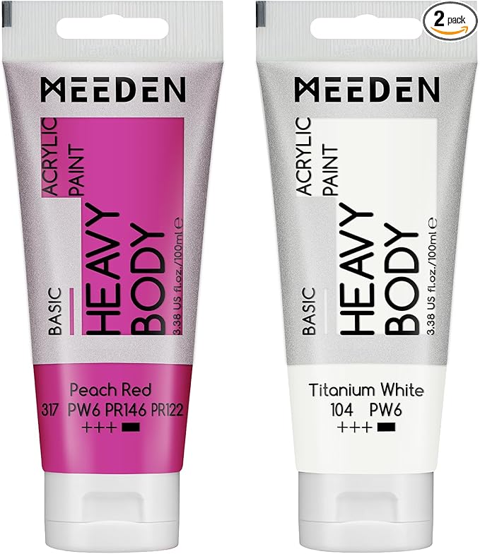 MEEDEN Acrylic Paint Peach Red: 100ml/3.38oz Heavy Body Acrylic Paint Tube by MEEDEN