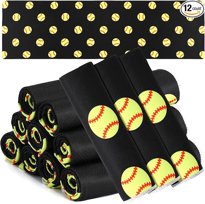FuWeave 12 Pcs Cooling Towel 40 x 12 Inch Basketball Baseball Football Volleyball Soccer Softball Microfiber Fast Drying Towel for Gift Women Men