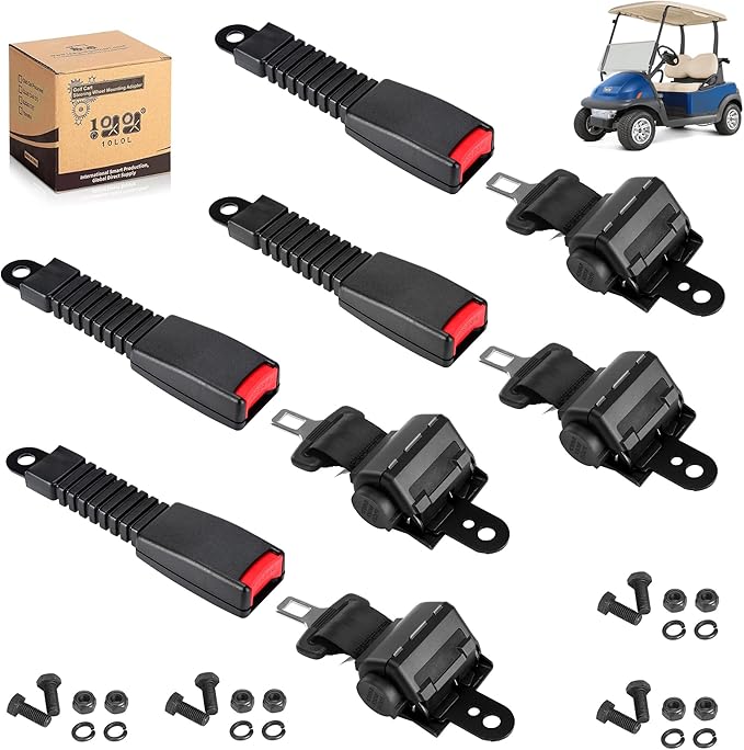 Universal Golf Cart Seat Belts Kit for Yamaha Club Car EZGO Go-Kart ATV UTV, 42 inch Retractable Seat Belts Kit (Without Mounting Bar)