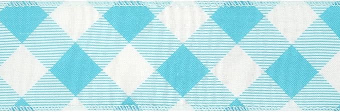 MEEDEE Blue and White Check Ribbon Christmas Wired Ribbon Blue White Burlap - Image 7