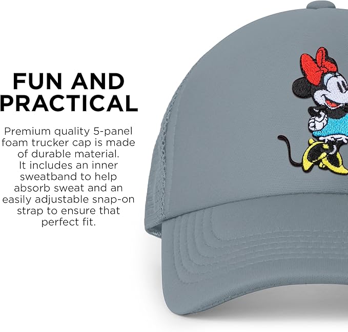 Disney Adult Trucker Hat, Minnie Mouse Mesh Snapback Baseball Cap
