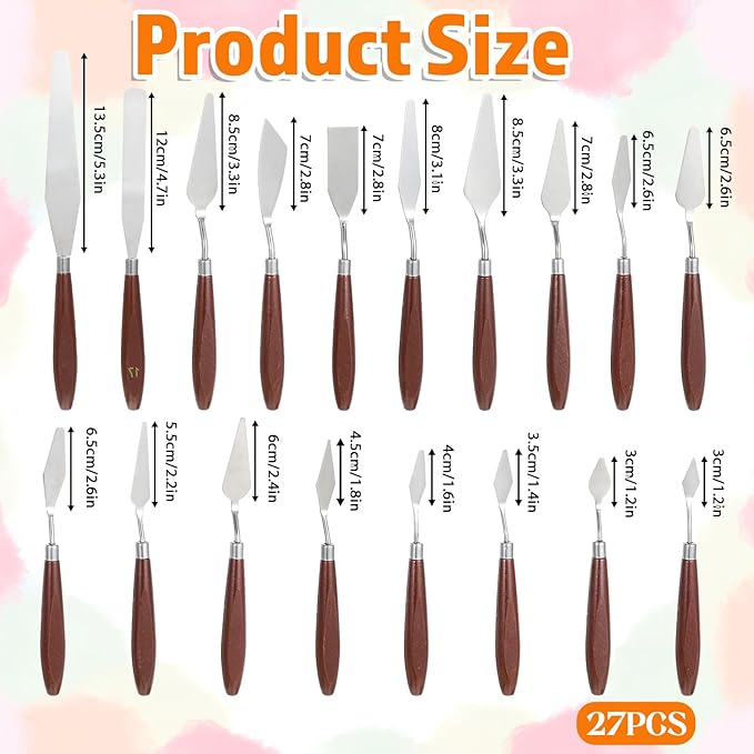 27 Piece Palette Knife Set, Stainless Steel Spatula Art Spatula Pallet Knife - Image 2