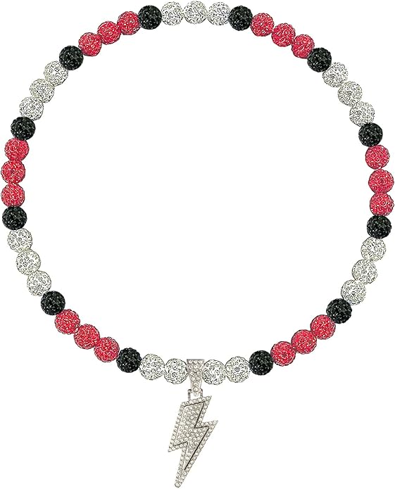 Baseball Necklace for Men 16/18/20 Inch Bling Ice Collection Lightning Bolt Pendant Necklace for Women Rhinestone Clay Beaded Discoball Accessories Gifts for Baseball Team Players Lovers