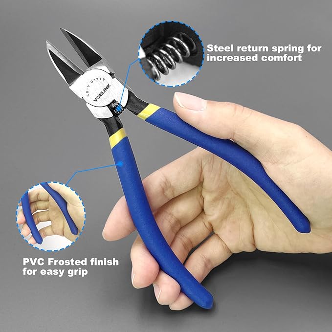 VCELINK Wire Cutters, 6-inch Side Cutter, CR-V Small Flush Cutter, 5 Pack - Image 3