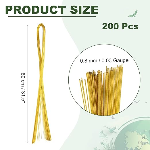 PATIKIL 32 Inch 22 Gauge Floral Stem Wire, 5 Pack/200 Pieces Bouquet Stem Paper - Image 2