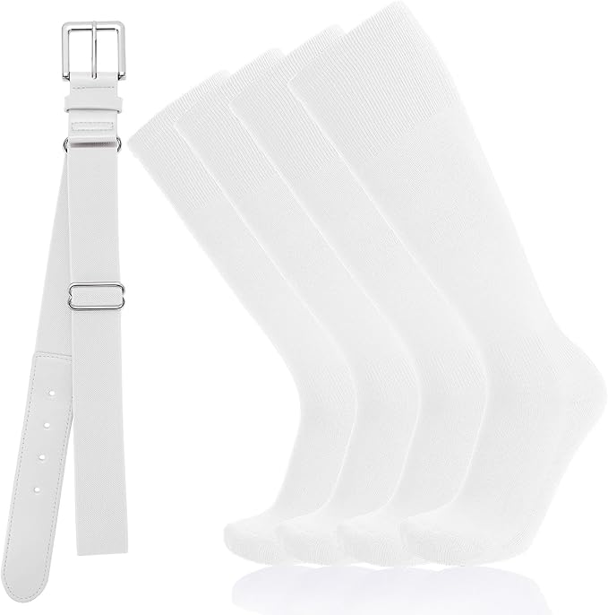 Baseball Socks and Belt Combo for Youth Adult - Softball Sock and Belt for Boys and Girls (2 Pairs of Socks & 1 Belt)